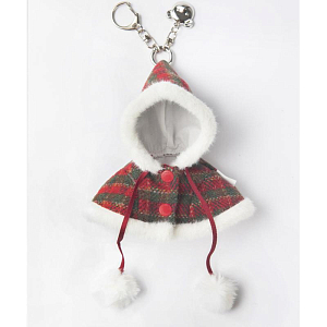 Медведь Lina TeddyTales, в плаще с помпонами, XS, молочный, брелок, 15 см